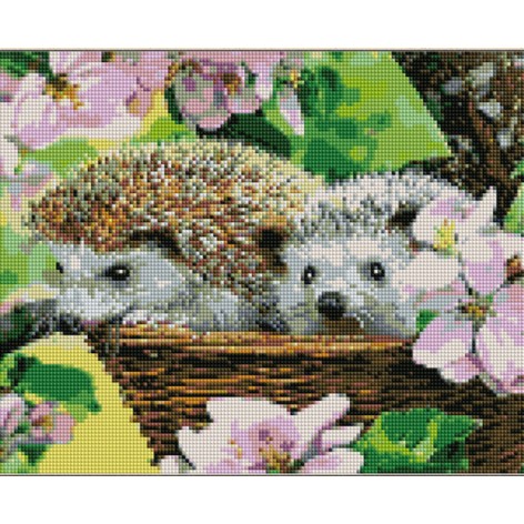 Набір для творчості алмазна картина Їжачки в квітах Strateg розміром 30х40 см (KB083)