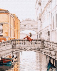 Картина по номерам 40*50 Девушка на мосту Венеции