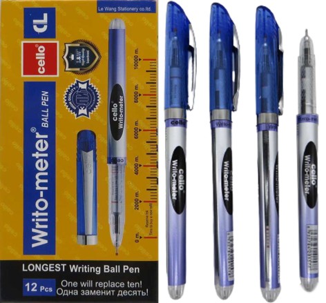Ручка кульково-масляна Cello Writo meter-10км 0,5мм,синя (12*6*12) ціна за 12 шт. //