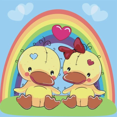 Картина по номерам Утята Strateg с лаком размером 30х30 см (ES091)