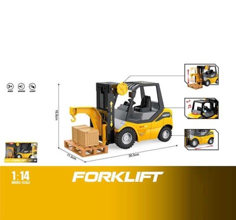 Спецтехника “Навалювач”, масштаб: 1:14, инерция, подсветка, звуки, механический подъемник, груз, резиновые колеса, в кор. /18/