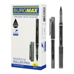 Набір ручок-ролерів Buromax 12 шт. 0,5 мм чорний колір BM.8322-02