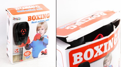 УЦЕНКА 40% Боксерський набір подушка (26-16см), на стійці (85-130см), метал, перчатки 2шт 22смв кор-ці, 33,5-40-14,5см 