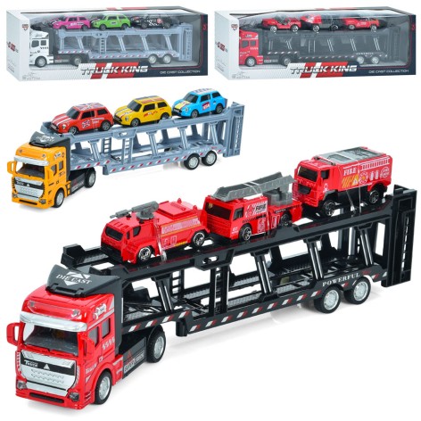 Трейлер інерція, 32см, транспорт 3шт, метал, 4 види, кор-ці, 37-11-7см 