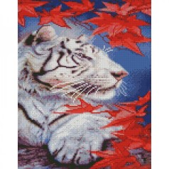 Алмазная мозаика Белый тигр 30х40
