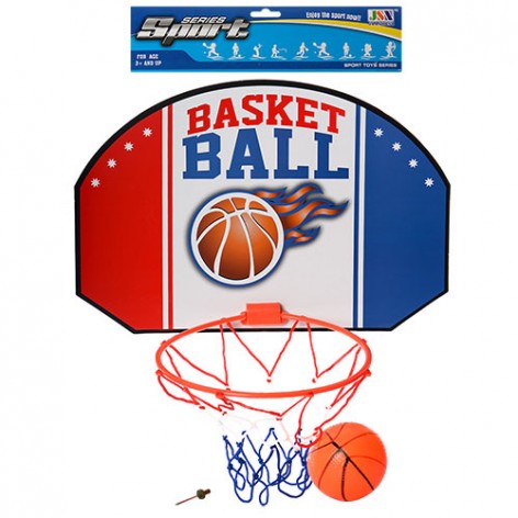 Баскетбольное кольцо детское щит 42,5-29см из картона, кольцо 23,5см из пластика, мяч, 29-50-3см
