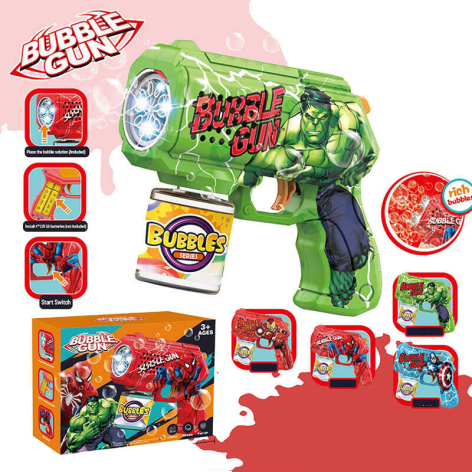 Пістолет з мильними бульбашками підсвічування, пляшечка із мильною рідиною, в кор. 