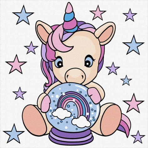 Набор для росписи по номерам для детей "Розовый однорог" 25х25см