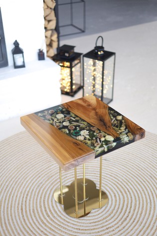 Журнальний стіл Квадрат, Квіти на золоті №2