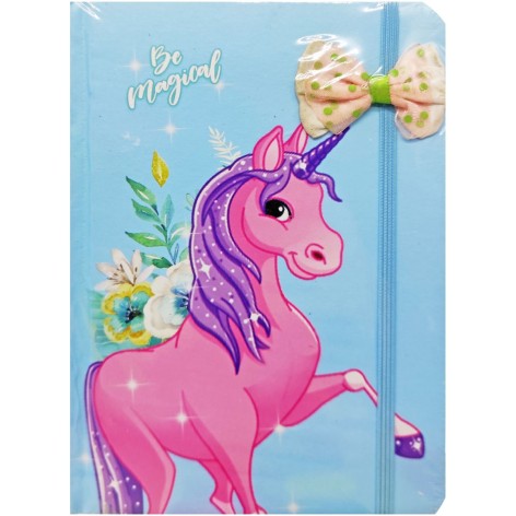 Блокнот с бантиком Единорог, голубой