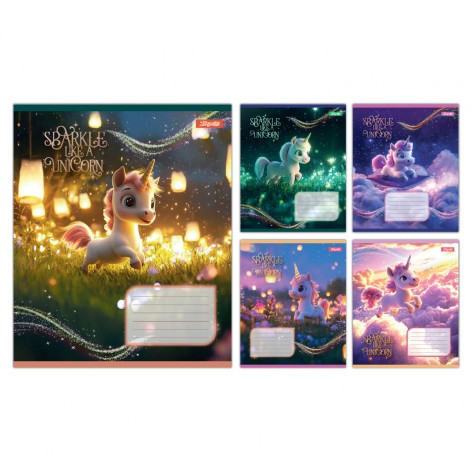 А5/12 кос. 1B Unicorn, зошит учнівський шкільний, ціна за 25 шт. //