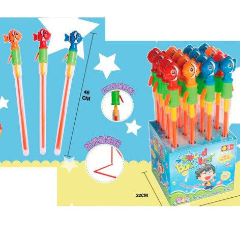 Мильні бульбашки меч, 46см, кришка-рибка, 16шт(3кол) в дисплеї, 22-46-22см 