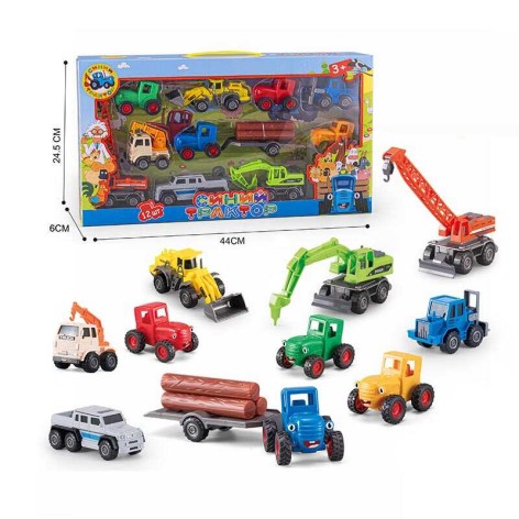 Іграшковий набір тракторів 10 штук з аксесуарами та рухомими деталями