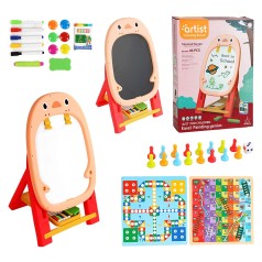 Мольберт двосторонній (мікс видів), мел, маркери, трафарет, 2 настільні гри, в коробці