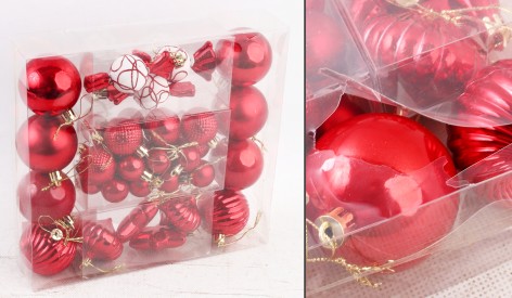 УЦЕНКА 30% Новорічні прикраси 36 штук, кульки, цукерки, бурульки, зірочки, у слюді 