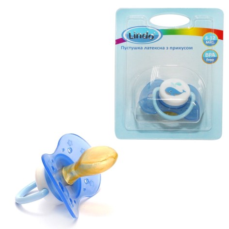 Пустушка латексна з прикусом (6-12 міс), синя