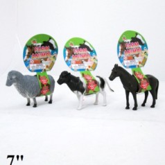 Домашние животные Гонконг HT9928EIC резиновые, с характерными каждому виду звуками, (17х18 см), 3 вида (овечка, бык, лошадь)