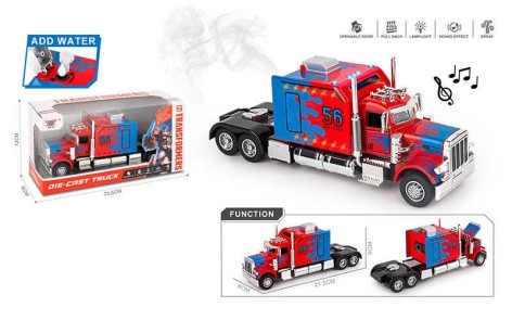 Трейлер игрушечный с парогенерацией, подсветка, звуки транспорта, инерция, двери открываются, резиновые шины K179A30