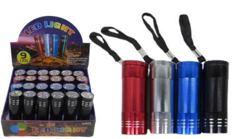 Ліхтарик ручний 9 LED 8,2см 4кол.(20*24)