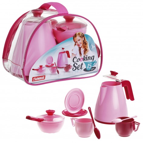 Набір іграшкового посуду Cooking Set (15 шт.) рожевий