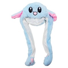 Шапка с двигающимися ушами голубой вид 2