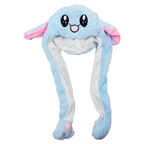 Шапка с двигающимися ушами голубой вид 2