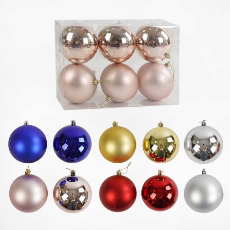 Новорічні прикраси на ялинку 5 видів кульки D=9 см мікс видів (24 шт)