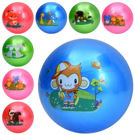 Мяч детский 9 дюймов, 60г, микс видов (животные) / 4 цвета /120/
