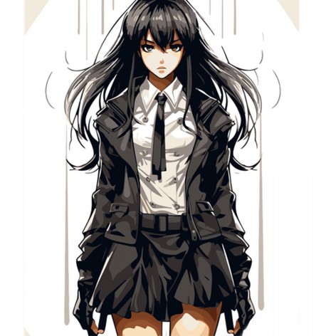 Набор для росписи "Аниме девушка в черном" 40х50 см