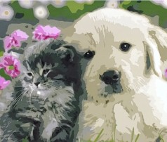 Набір для розпису по номерах Ліпші друзі Strateg розміром 40х50 см GS056