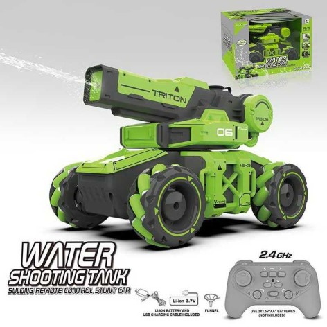 Р/К танк стріляє водою, обертання на 360°, ковзання, пульт 2,4 GHz, акум. 3.7V, USB-кабель, роликові колеса, тріскачка, лійка, кор. 