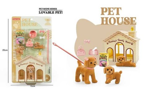 Улюбленці 3 тваринки, будка, мисочка, сумочка, на листі 15*6*25 см /72/