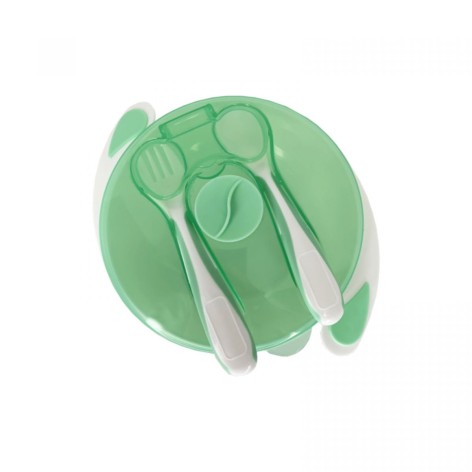 Тарілка на присосці з ложкою та виделкою (МʼЯТНА)
