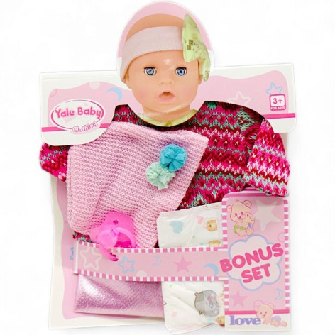 Одежда для кукол (вязанный свитер, штанишки, шапочка, подгузник, пустышка), для кукол ростом 30-35 см, в пакете
