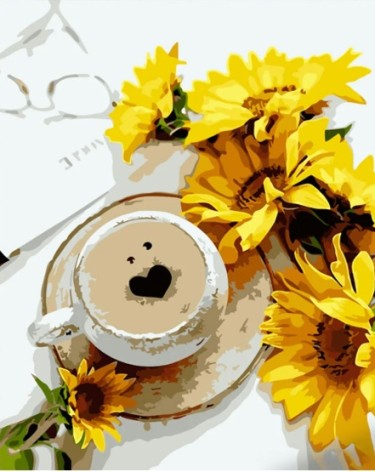 Набір для розпису по номерах Кава з соншниками Strateg розміром 30х40 см (SS6755)