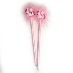 Ручка шариковая синяя с мехом 