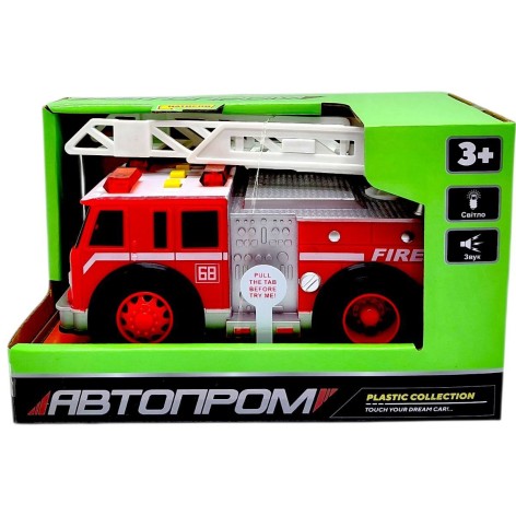 Машина АВТОПРОМ "Пожарная" (свет, звук, коробка - 21х13х11 см)
