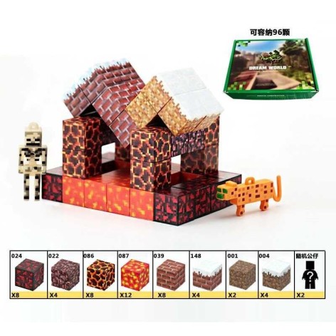 Конструктор магнитный "Майнкрафт/Minecraft" 52 элементов, фигурки героев, в коробке