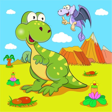 Набор для росписи по номерам Динозавры Strateg путешественники размером 30х30 см (ES174)