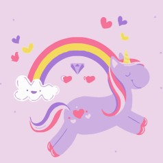 Картина по номерам Strateg Единорог с радугой размером 20х20 см