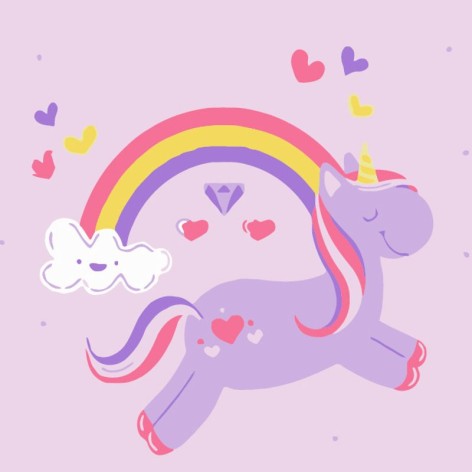 Картина по номерам Strateg Единорог с радугой размером 20х20 см