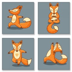 Картина по номерам Поліптих "Yoga-fox"(4шт.)18*18см