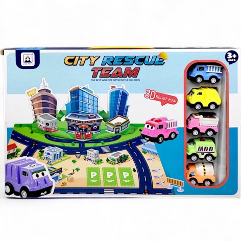 Набір машинок (ігрове поле, 5 машинок, інерція) вид 3