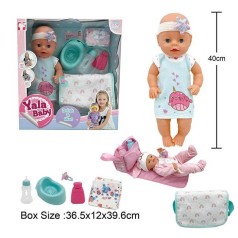 Пупс заплющує очі, п’є з пляшки, ходить на горщик, аксесуари, висота 40 см, сумка, в кор. 