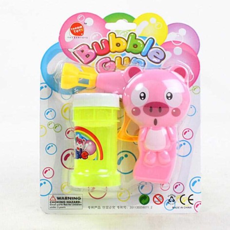 Пистолет с мыльными пузырями “Поросенок”, механический принцип работы, мыльный раствор, на листе  