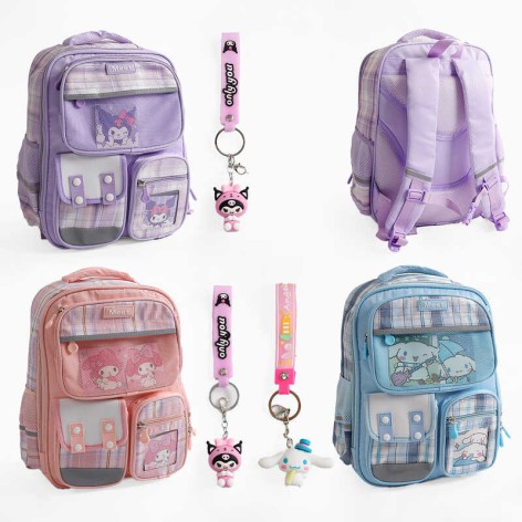 Рюкзак 3 вида, 1 отделение, 5 карманов, на молнии, разделитель, нагрудный ремень, световозвращающие элементы, брелок, в п/е, микс видов 