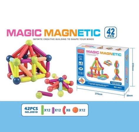 Магнитный конструктор 42 детали, в кор. 27*24*5см 