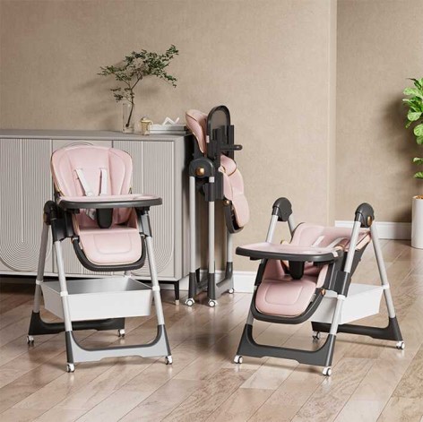 Стільчик для годування Toti м’який чохол PU, 4 колеса, знімний столик, корзинка, в кор. 