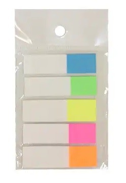 Набір закладок роздільників білих з кольоровим краєм PET, 5 кольорів по 20шт, 6 шт. у уп. /2400/