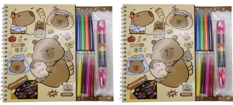 Альбом д/тв. 2чорн.арк.+3арк.розмальовка+5арк.біли+8кол.фломаст.+перест.воскові олівці 